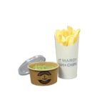 Branded fish and chip sauce cups