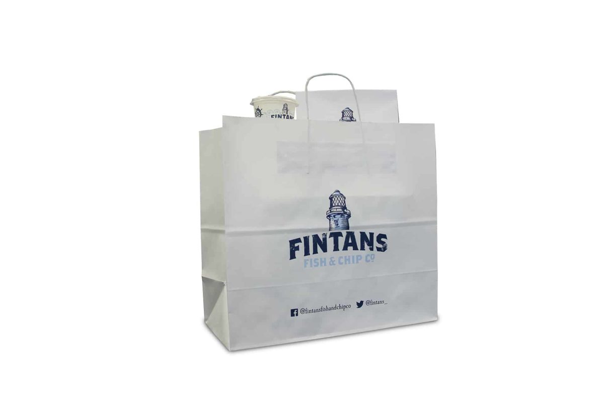 Personalised fish & chip paper carrier bag