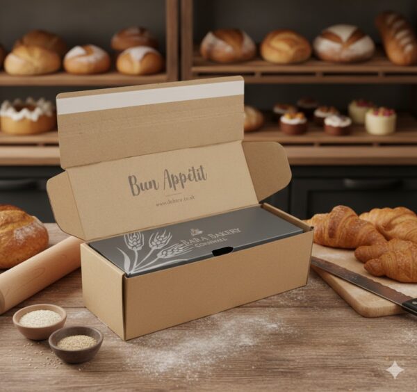 Dabara mailout box on a bakery bench
